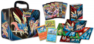 Přibližný obsah Pokémon TCG Fall 2020 Collector’s Chest Tin